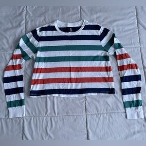 ME TO WE striped long sleeve crop t-shirt size Medium
